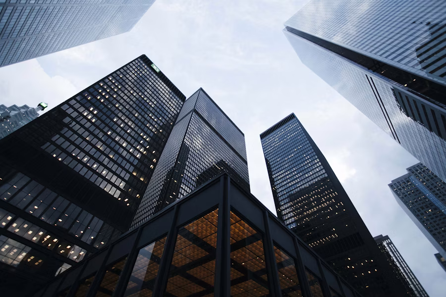 Modern financial district architecture
